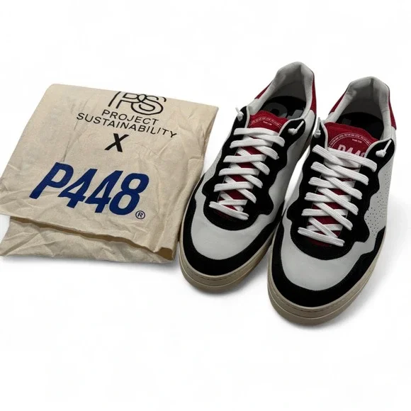 Project‎ Sustainability P448 Leather Sneakers Bali Italy EU 48 US 13.5 White